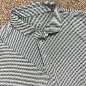 Vineyard Vines Performance Polo Shirt Blue Green Stripe Mens XL Golf Casual